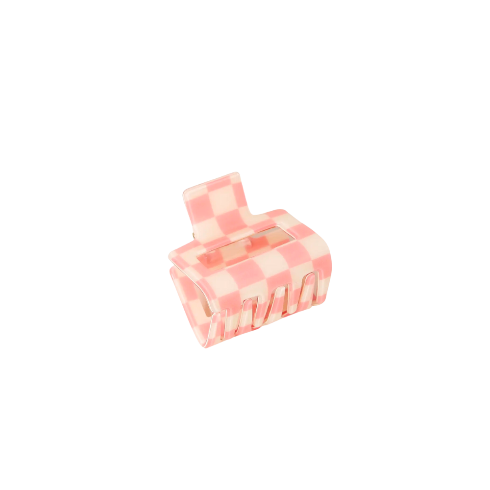 Pink & White Checker Claw Clip