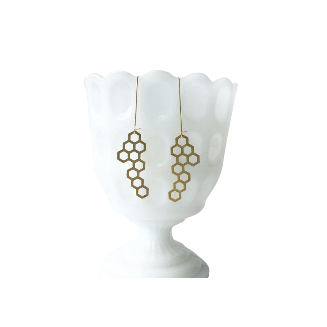 Large Honeycomb Earrings - Gold