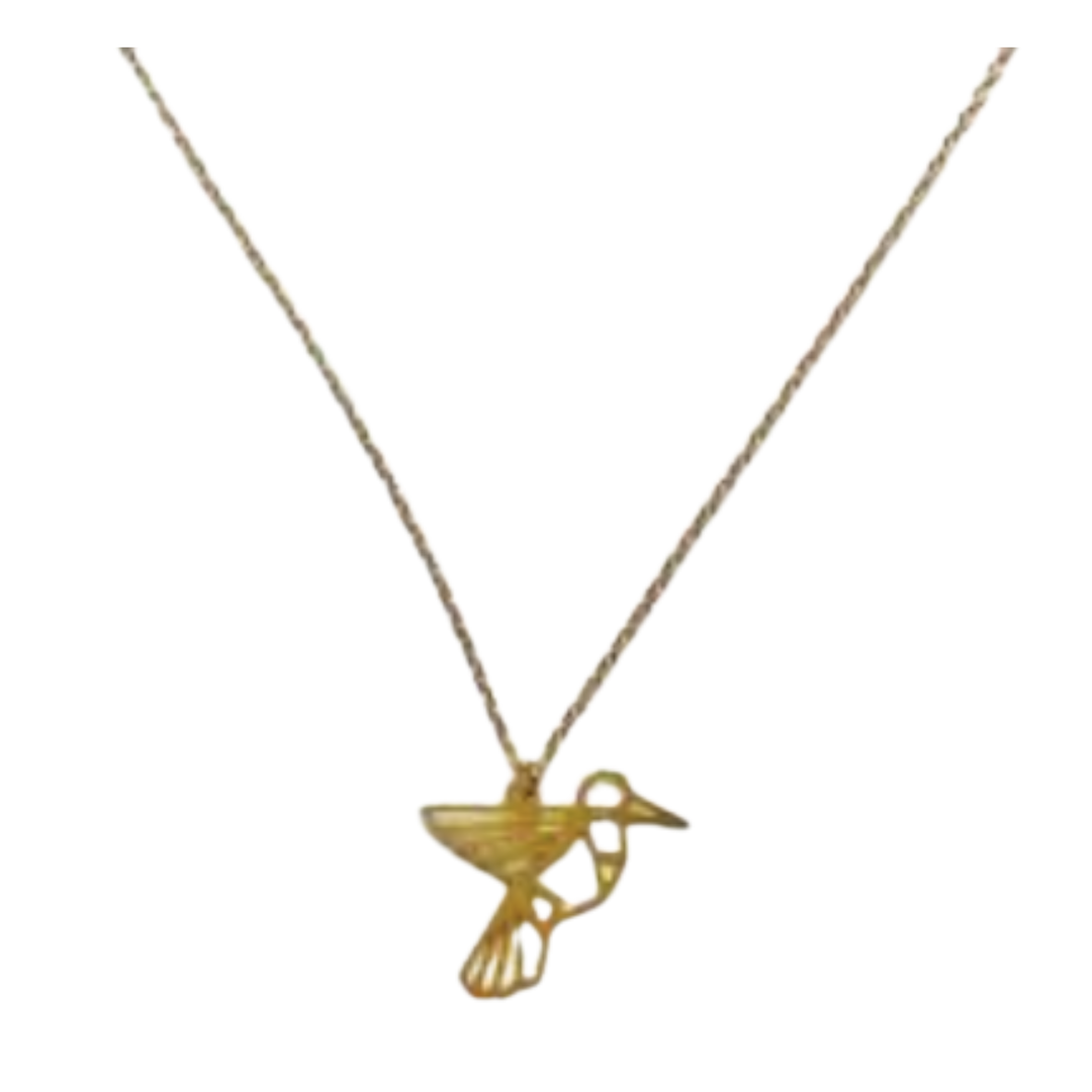 Hummingbird Geometric Necklace- Gold