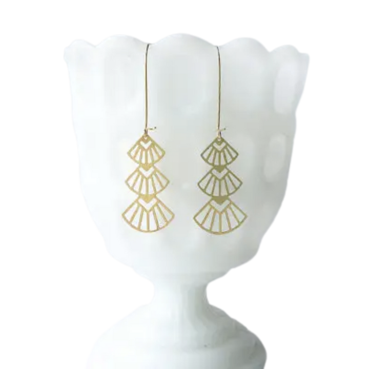Art Deco Triangles Stacked Earrings