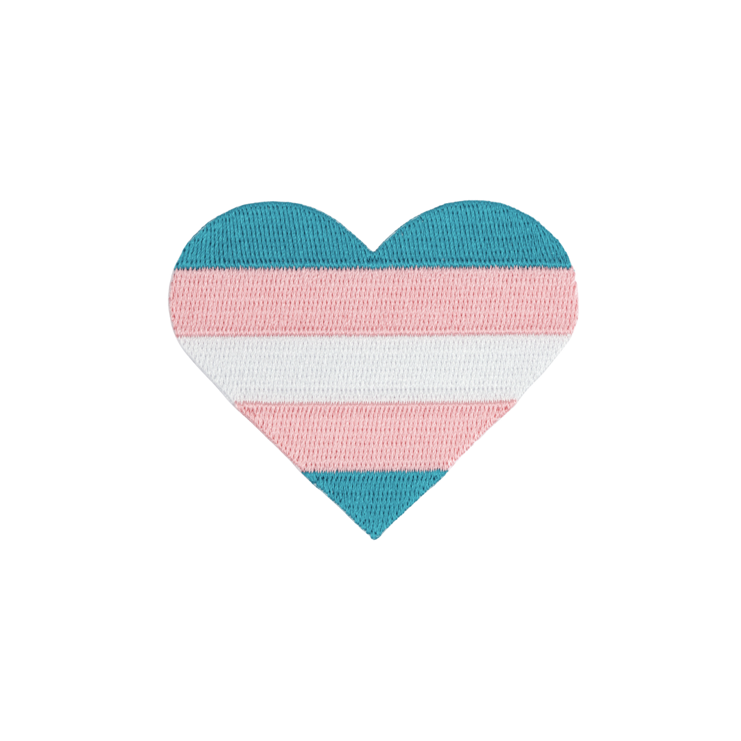 Trans Pride Heart Embroidered Iron-On Patch