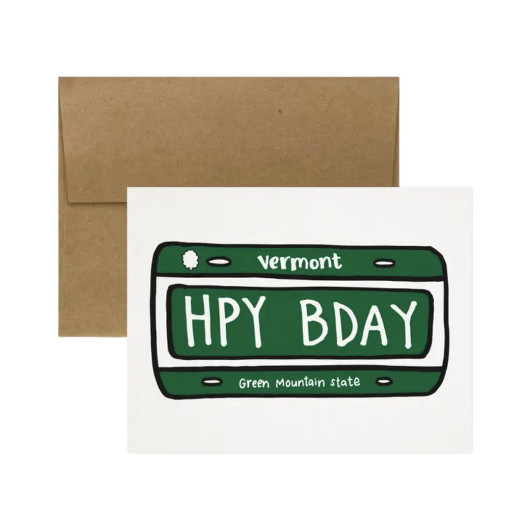 VT License Plate "HPY BDAY" Card
