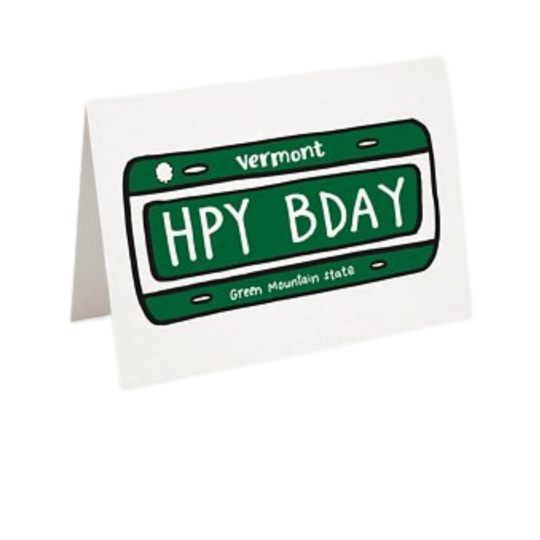 VT License Plate "HPY BDAY" - Card