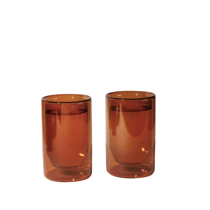 12oz Double-Wall Amber Glass Set