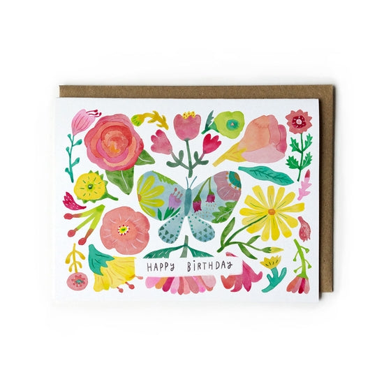 Butterfly Flower Birthday Card