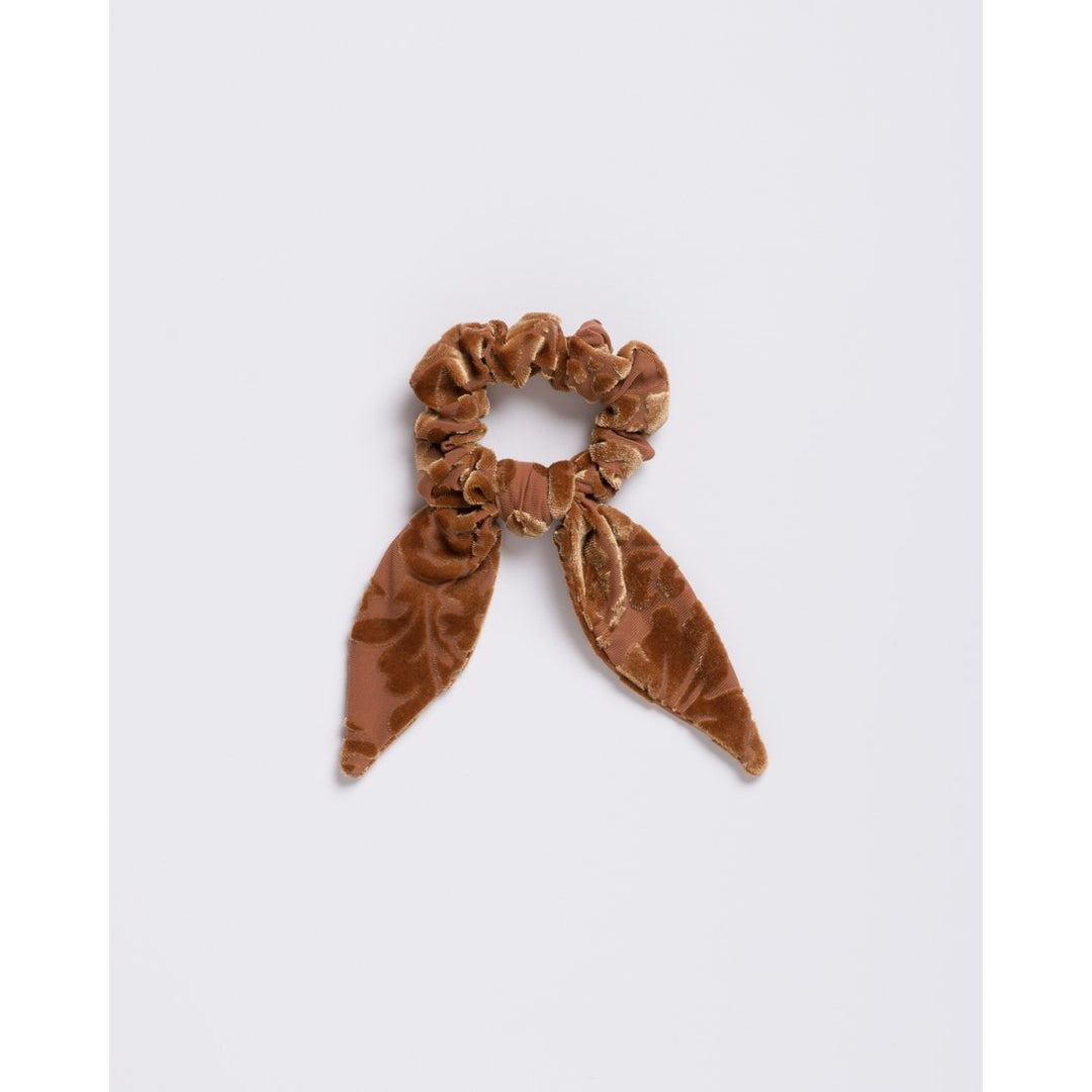 Velvet Burnout Gold Paisley Scrunchie Tie