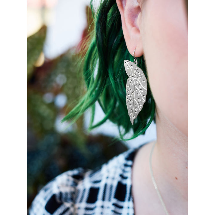 Polka Dot Begonia Leaf Earrings