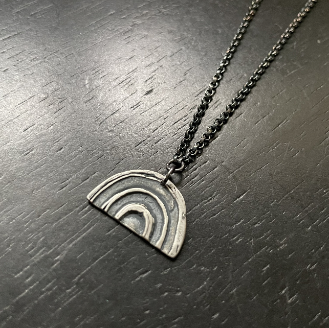 Silver Rainbow Necklace (Facing Downward, "Loose-Bow")