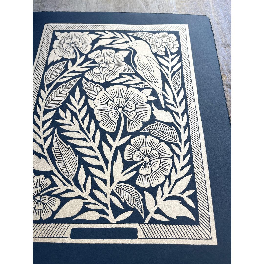 Hand Block Printed Gold Art Print - AP37