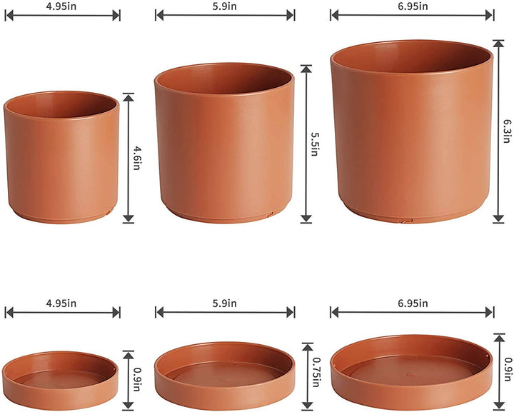 Terracotta Plastic Pot with Saucer