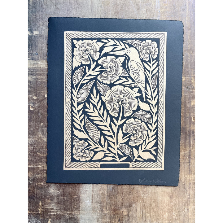 Hand Block Printed Gold Art Print - AP37