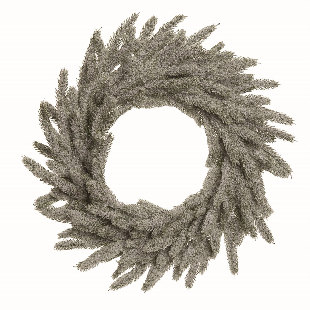 Natural Fiber Green Floral Frosted Wreath