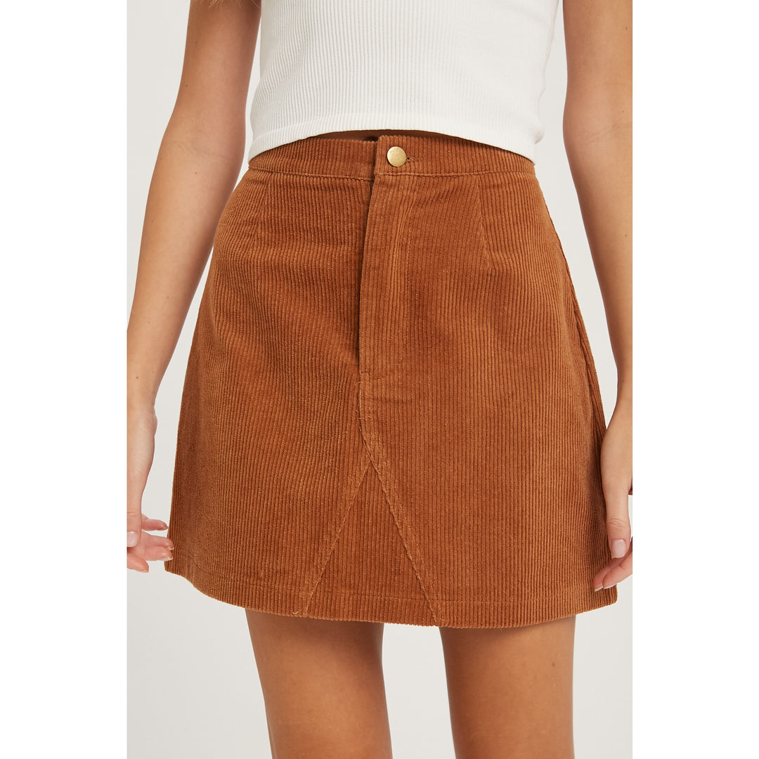 Corduroy Mini Skirt - Brown