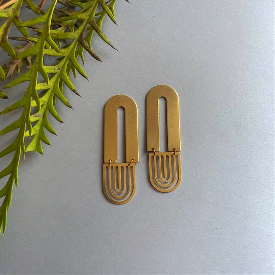 Long Talus Brass Earring
