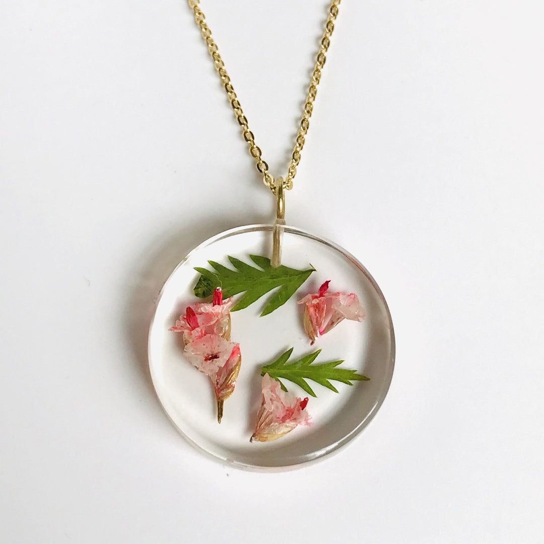 October Rose Camellia Circle Pendant