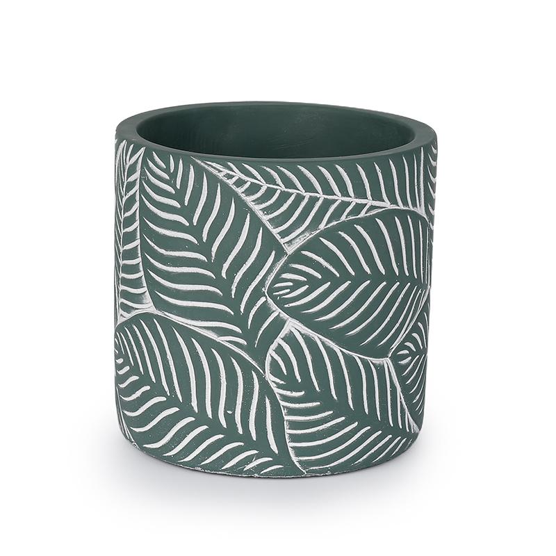 Green Vintage Leaf Cement Pot
