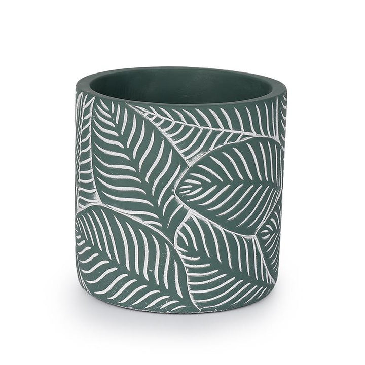 Green Vintage Leaf Cement Pot