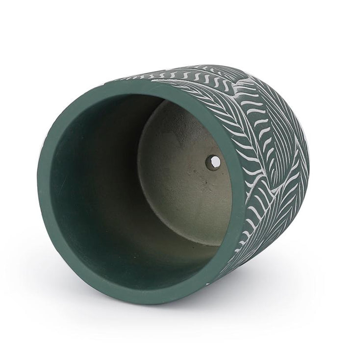 Green Vintage Leaf Cement Pot