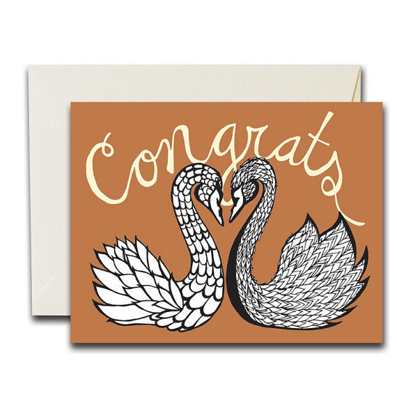 Congrats Swans Greeting Card-Waterbury