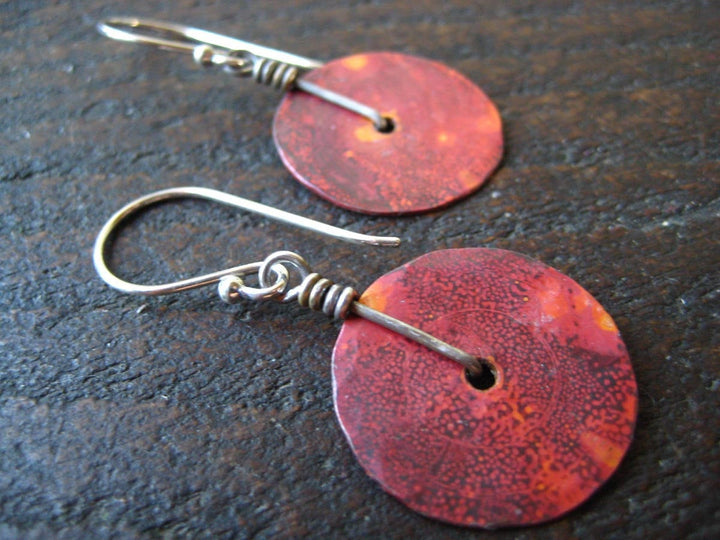 Copper Disc Earrings - Tiny