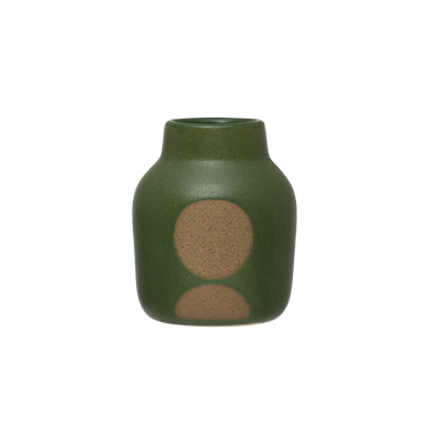 Stoneware Vase with Circle Design in Green