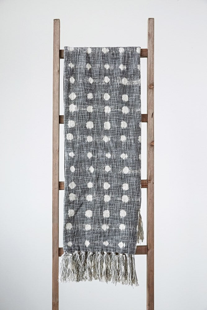 Cotton Slub Polka Dot Throw - Charcoal