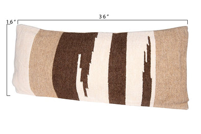 Hand-Woven Wool Kilim Pillow, Brown 36"L x 16"H