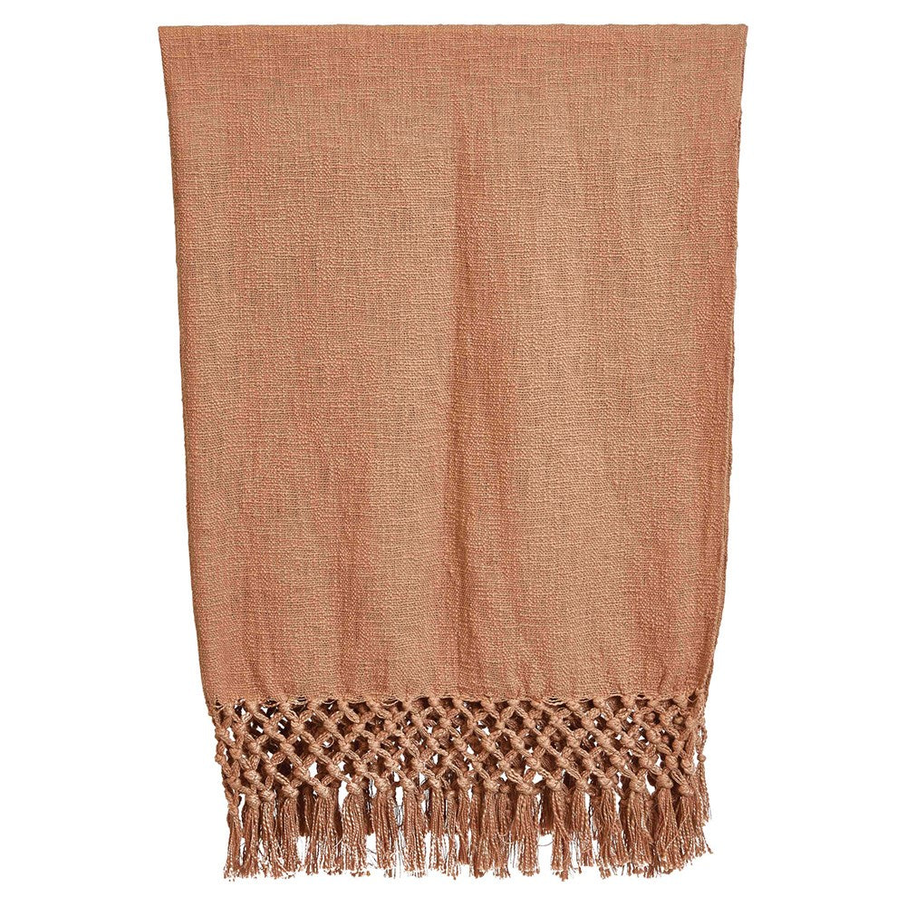 Woven Cotton Throw w/ Crochet & Fringe