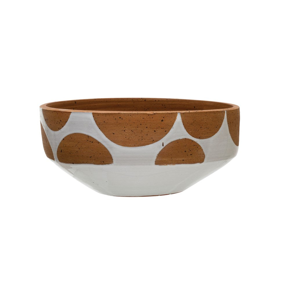 Terracotta Pot, White with Dots