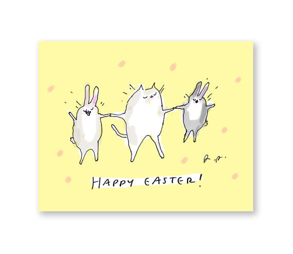Happy Easter! Cat & Bunnies Greeting Card