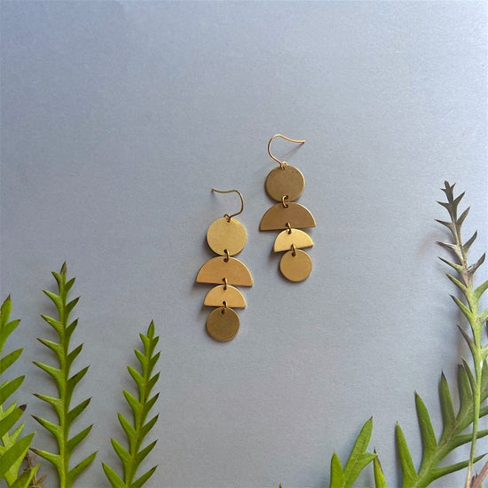 Mini Mistletoe Brass Earring