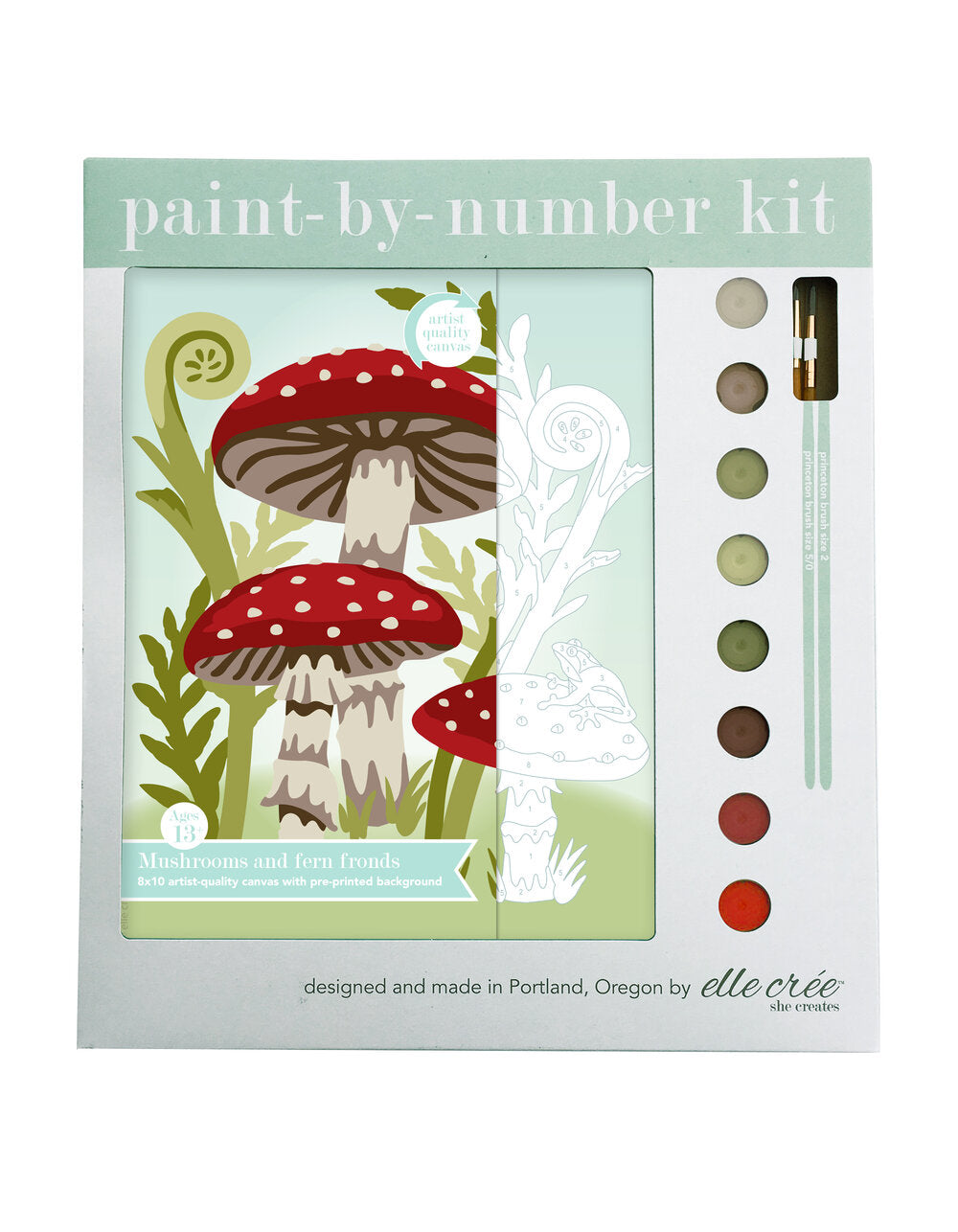 Mushroom and Fern Fronds Paint-by-Number Kit