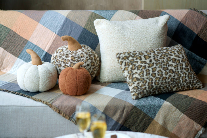 Large Sherpa Pumpkin Pillow - Brown
