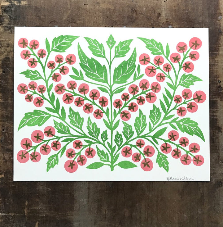 Garden Series: Cherry Tomato Risograph Print