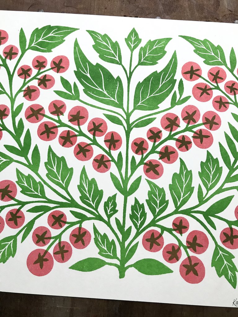 Garden Series: Cherry Tomato Risograph Print