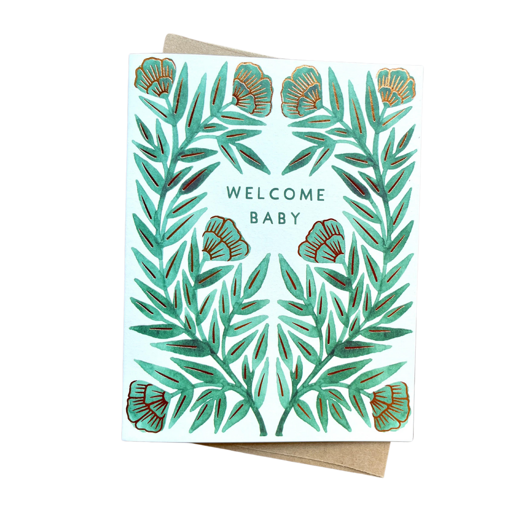 "Welcome Baby" Foil Stamped Card, FL40