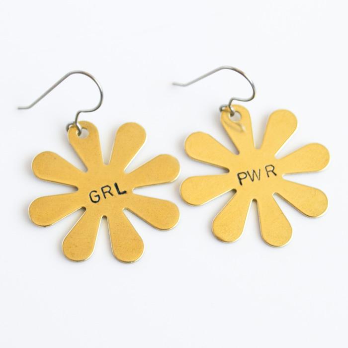 Brass GRL PWR Dangle Earrings