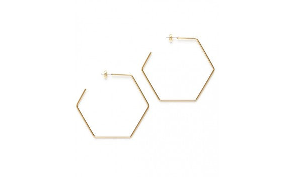 1.5" Hexagon Hoop Stud Earrings