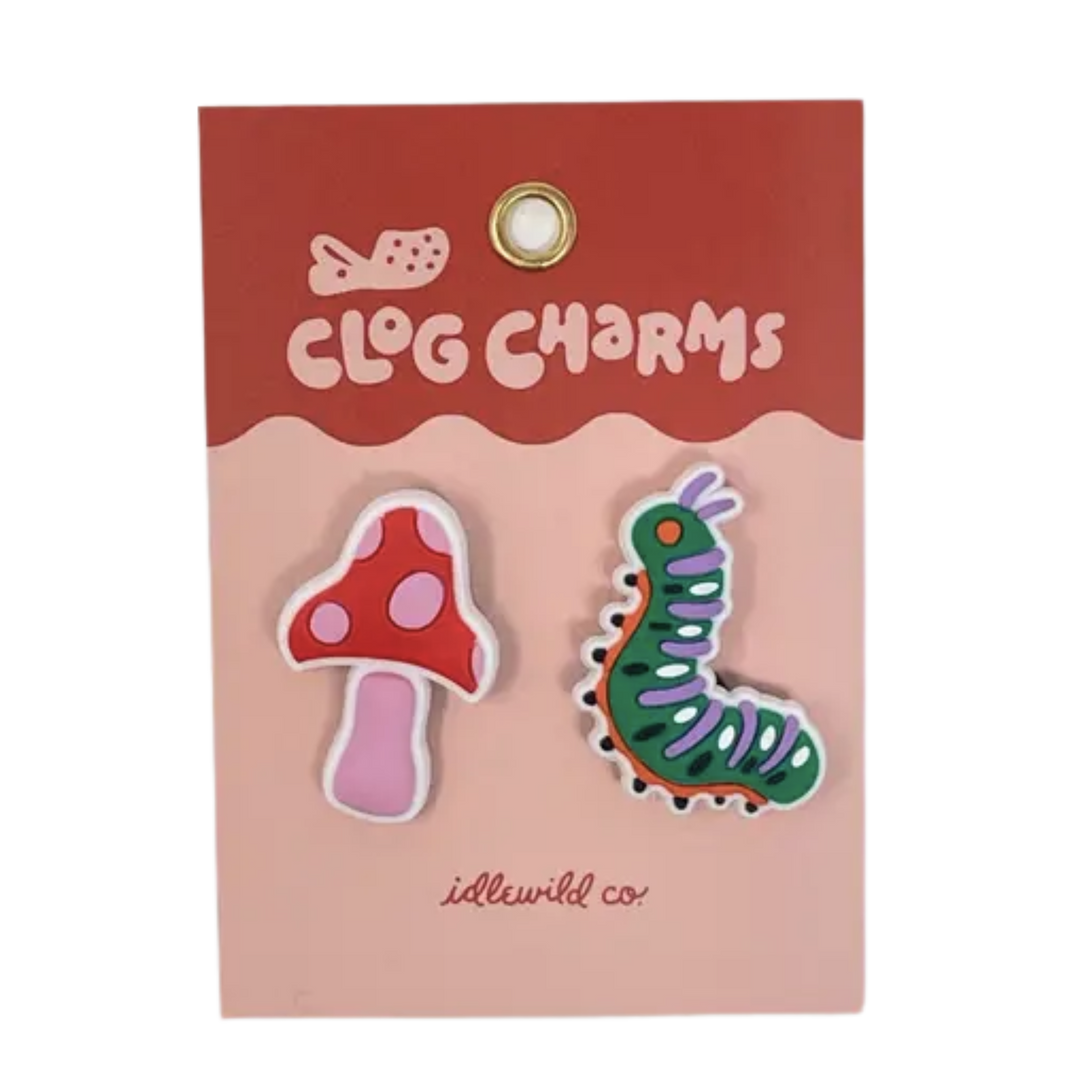 Mushroom & Caterpillar Clog Charms