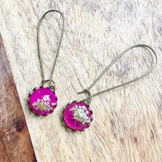 Queen Anne's Lace Small Resin Drop Earrings
