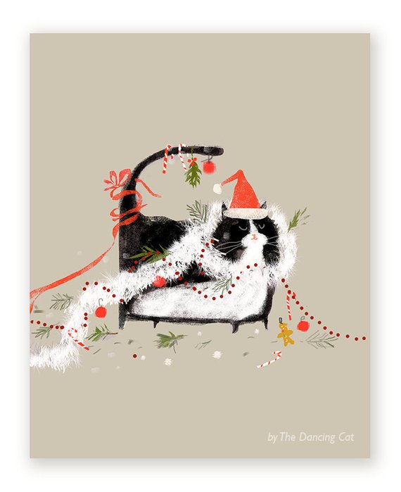 Merry Mess Cat Christmas Card