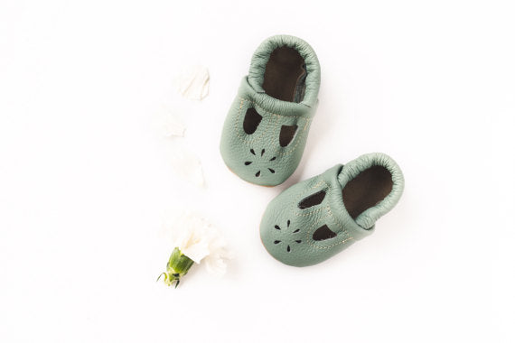 Mint T-Strap Soft Soled Leather Shoes Baby and Toddler Shoes