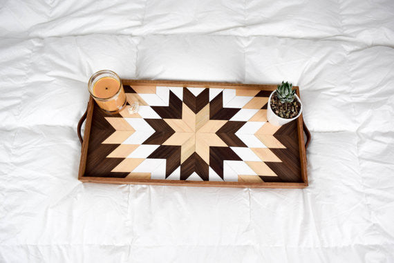 Wood Tray with Leather Handles // by Roaming Roots Studio