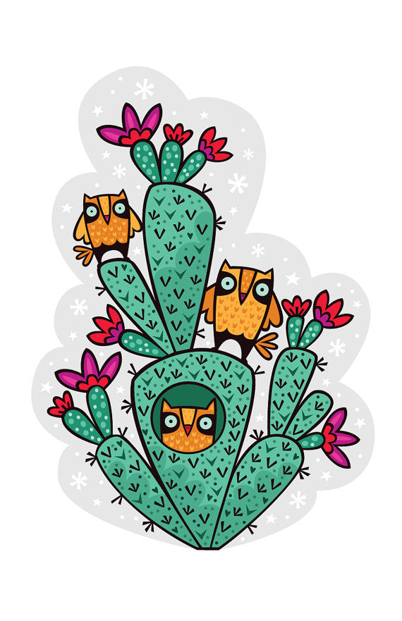 Owl Cacti Print 11X17