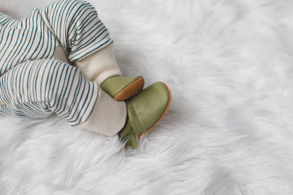 Basic Mint  Moccs Fringe Soft Soled Leather Moccasins Shoes Baby and Toddler