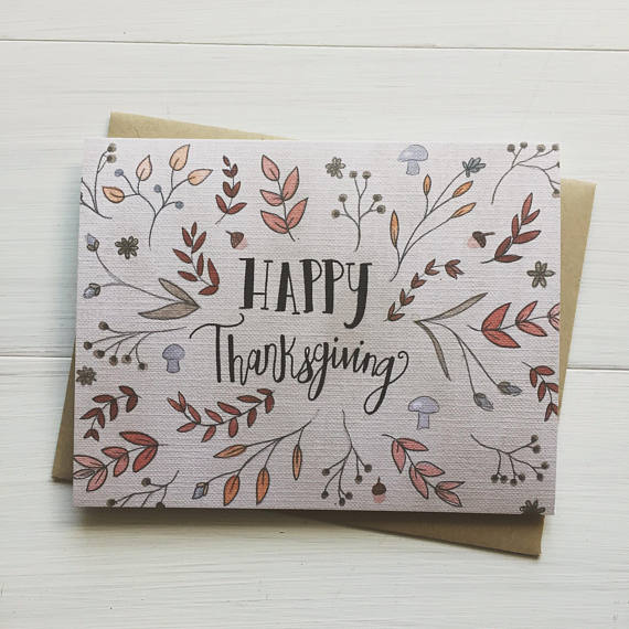Happy Thanksgiving Floral Greeting Card
