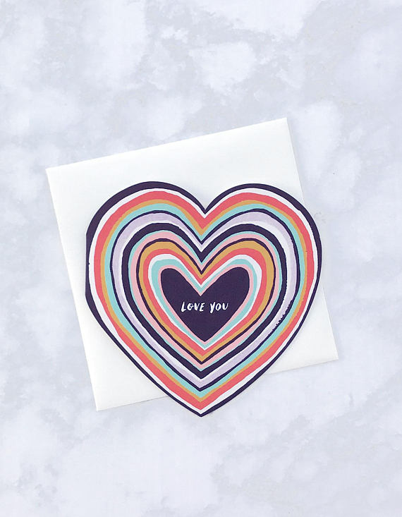 Love You Rainbow Heart Greeting Card