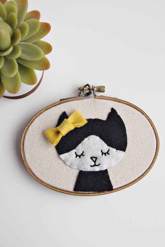 Small Cat with Bow Nursery Wall Art