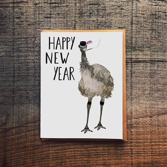 Happy New Year Emu Greeting Card