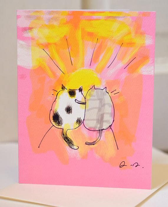 Friendship Sunset Cats Greeting Card